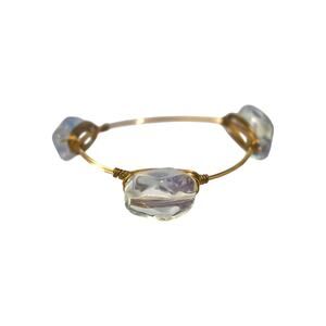 Vintage 80s Artisan Chunky Clear Lucite Nugget Double Wired Bangle Bracelet